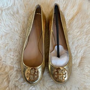 Gold Tory Burch Miller flats. Never worn. Size 8